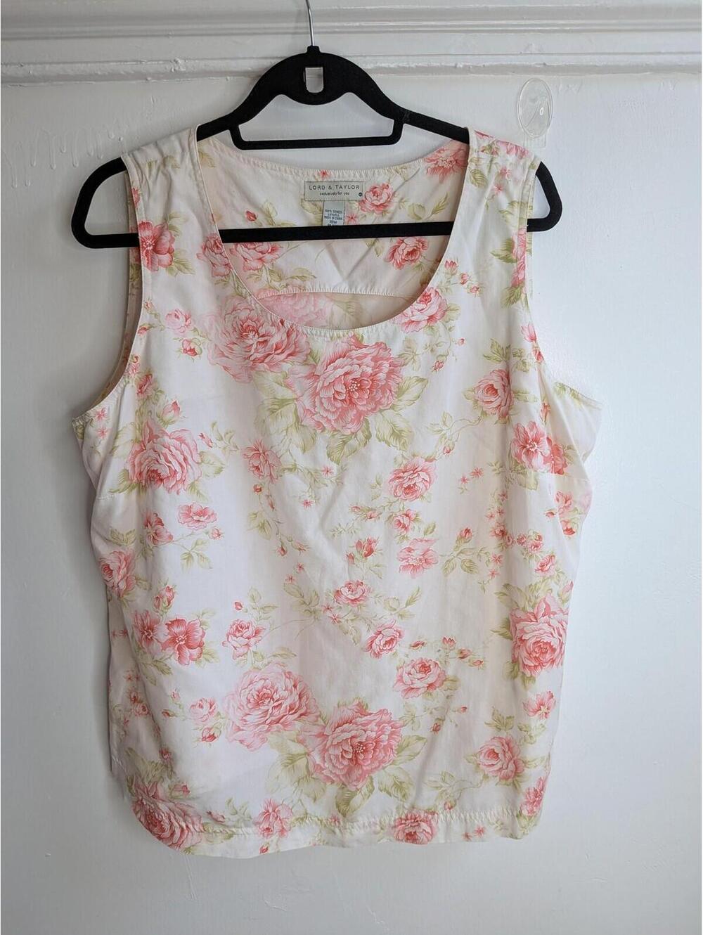Lord & Taylor Tank Top 18W Floral Lyocell Cottage Shabby Chic Romantic Victorian